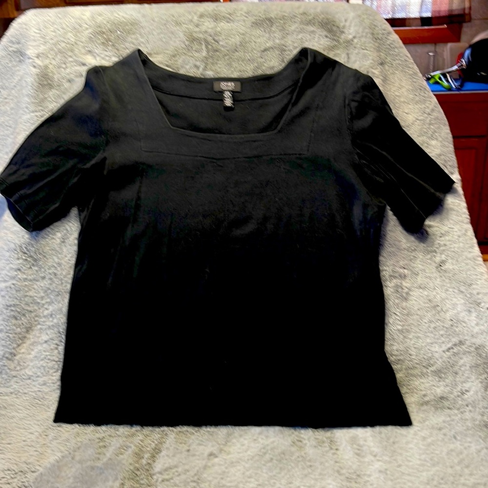 JONES NEW YORK Signature Black Short Sleeved Top Size: US XL
